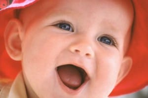 Happy Baby Wearing Hat